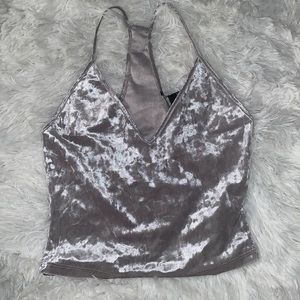 Silver velvet tank top